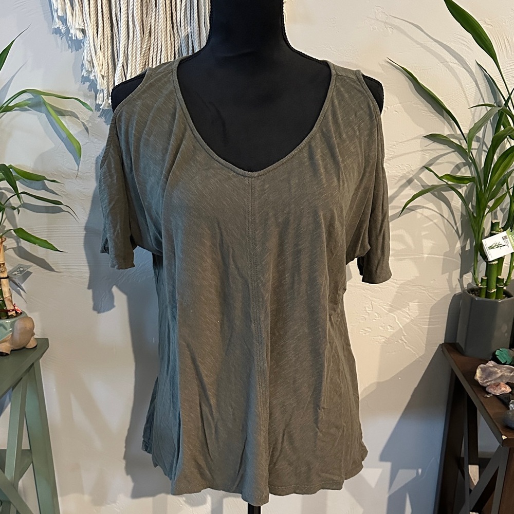 Calvin Klein Jeans Olive Cold Shoulder Blouse